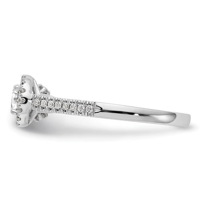 14K White Gold Round Simulated Diamond Halo Engagement Ring