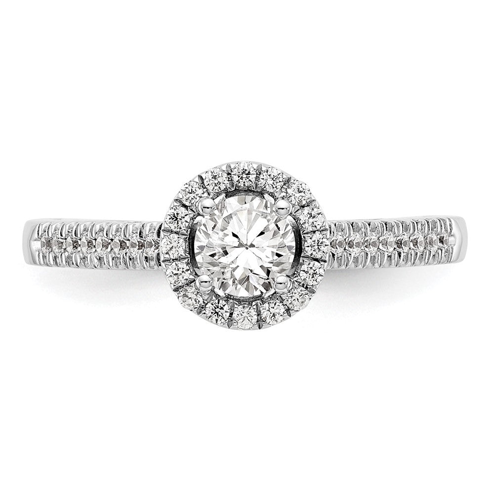 14K White Gold Round Simulated Diamond Halo Engagement Ring