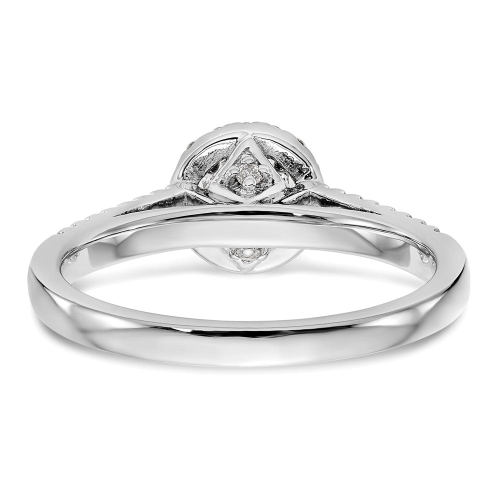 14K White Gold Round Simulated Diamond Halo Engagement Ring