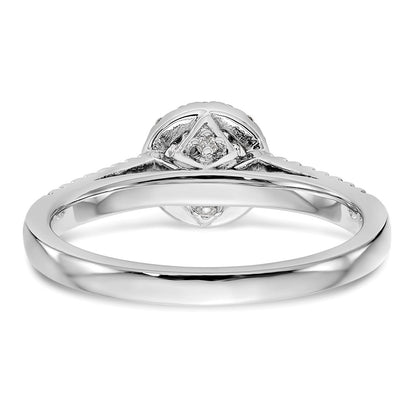 14K White Gold Round Simulated Diamond Halo Engagement Ring