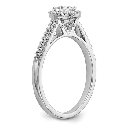 14K White Gold Round Simulated Diamond Halo Engagement Ring