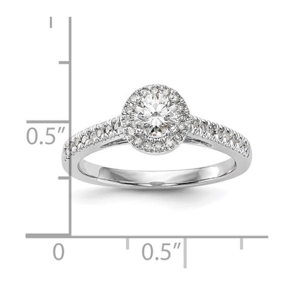 14K White Gold Round Simulated Diamond Halo Engagement Ring