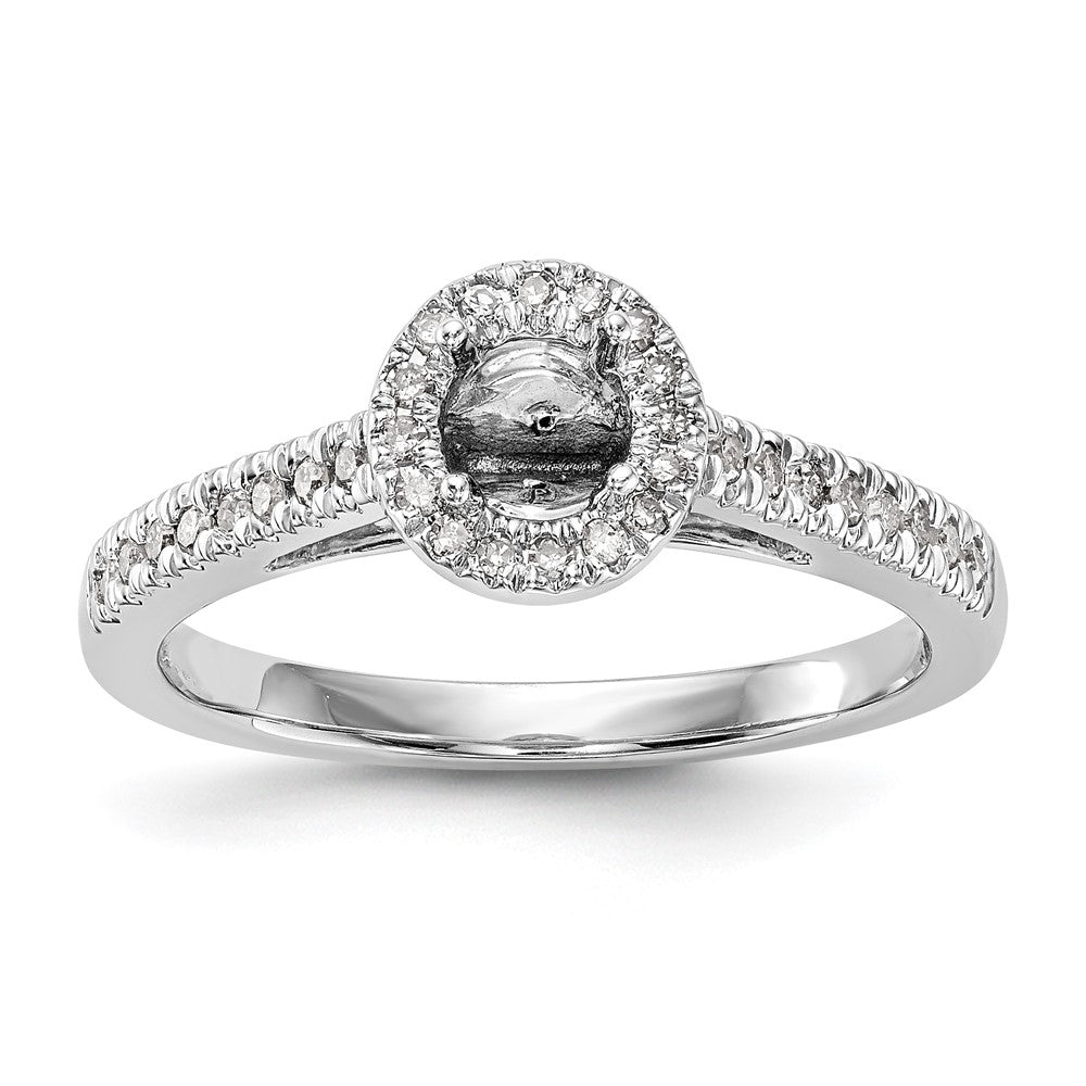 14K White Gold Round Simulated Diamond Halo Engagement Ring