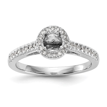 14K White Gold Round Simulated Diamond Halo Engagement Ring