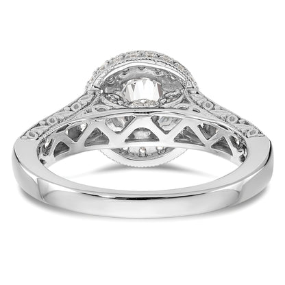 14K White Gold Round Simulated Diamond Halo Engagement Ring