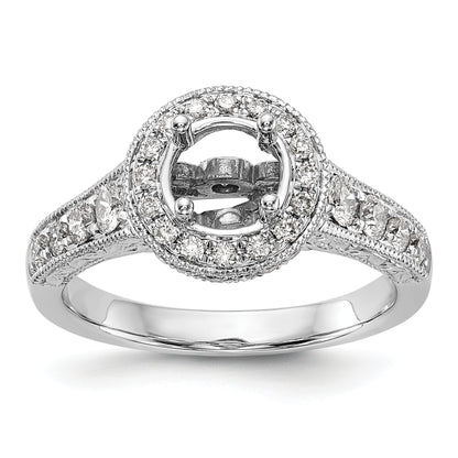 14K White Gold Round Simulated Diamond Halo Engagement Ring