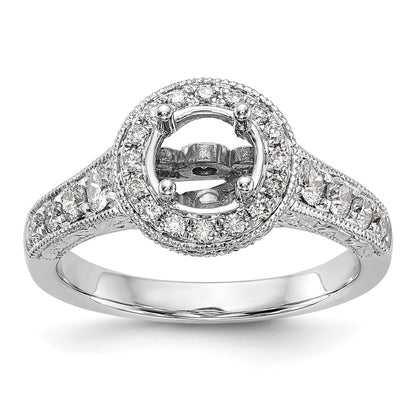 14K White Gold Round Simulated Diamond Halo Engagement Ring