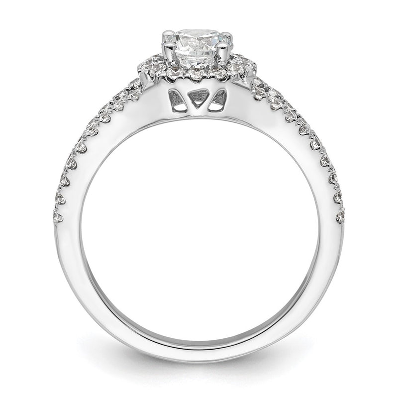 14K White Gold Round Simulated Diamond Halo Engagement Ring