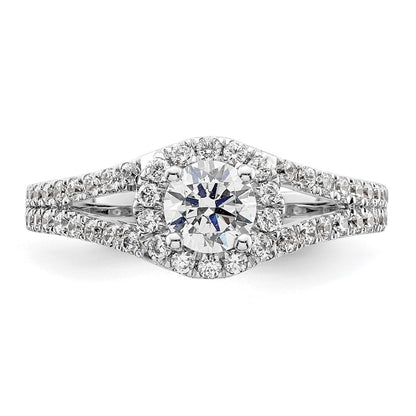 14K White Gold Round Simulated Diamond Halo Engagement Ring