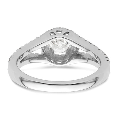 14K White Gold Round Simulated Diamond Halo Engagement Ring