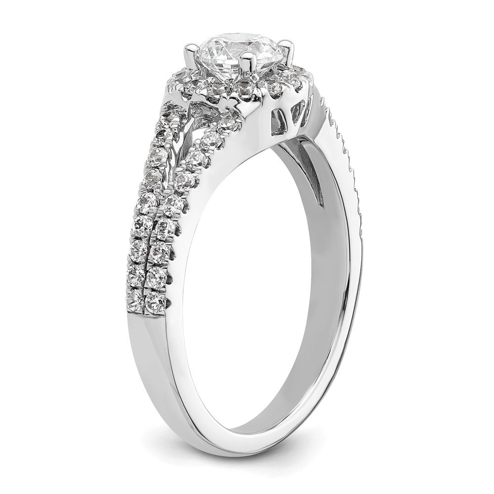 14K White Gold Round Simulated Diamond Halo Engagement Ring