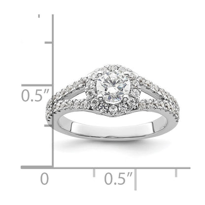 14K White Gold Round Simulated Diamond Halo Engagement Ring