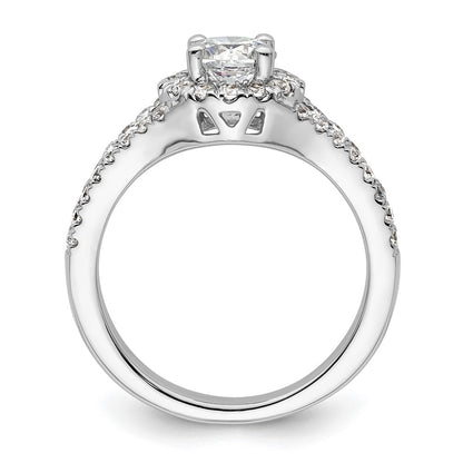 14K White Gold Round Simulated Diamond Halo Engagement Ring