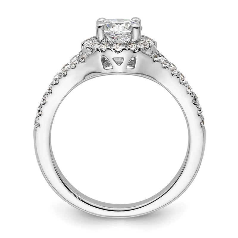 14K White Gold Round Simulated Diamond Halo Engagement Ring