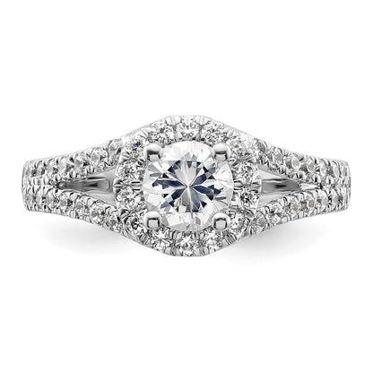 14K White Gold Round Simulated Diamond Halo Engagement Ring
