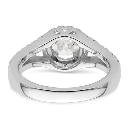 14K White Gold Round Simulated Diamond Halo Engagement Ring