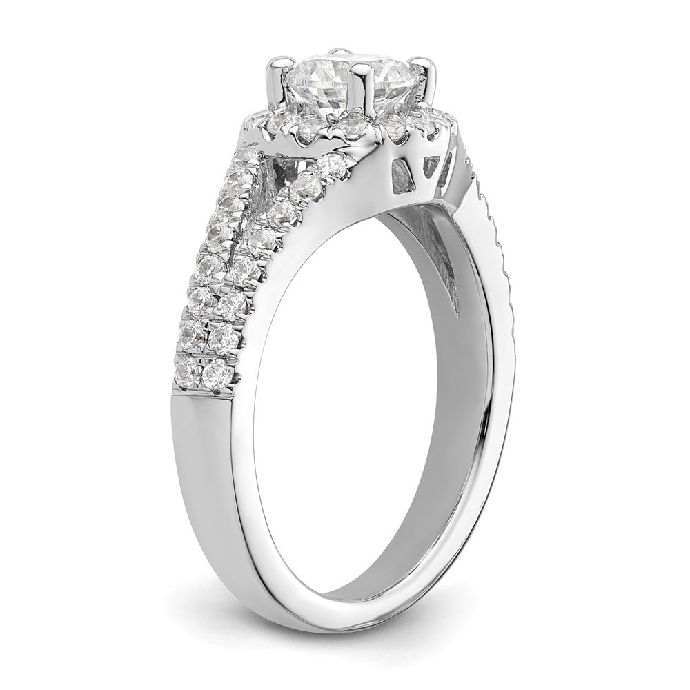 14K White Gold Round Simulated Diamond Halo Engagement Ring