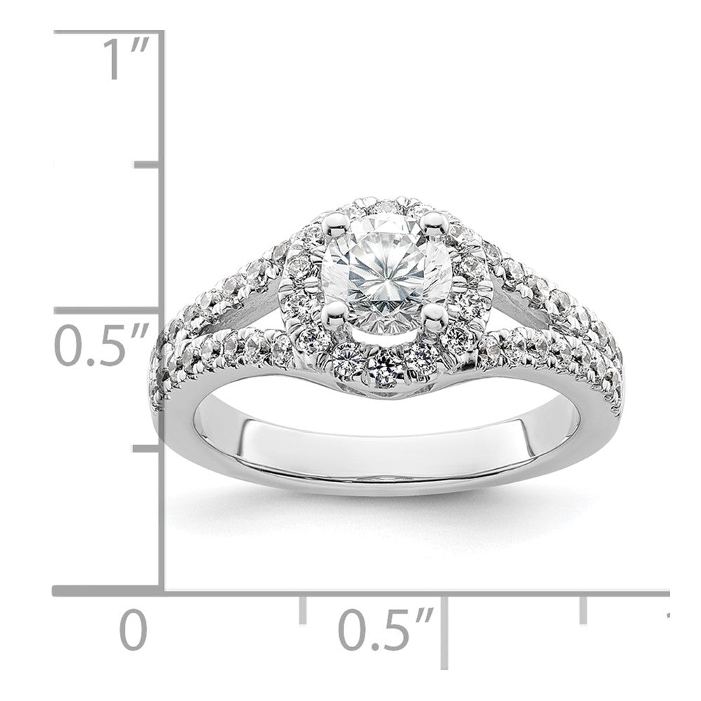 14K White Gold Round Simulated Diamond Halo Engagement Ring