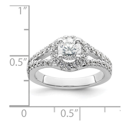 14K White Gold Round Simulated Diamond Halo Engagement Ring
