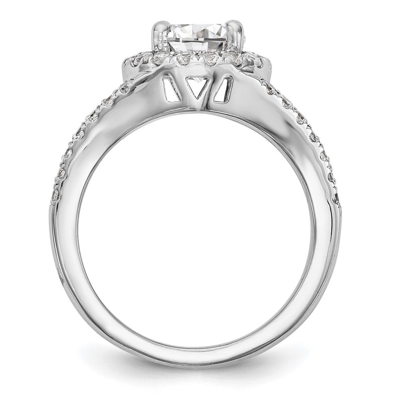 14K White Gold Round Simulated Diamond Halo Engagement Ring