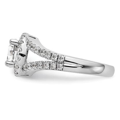 14K White Gold Round Simulated Diamond Halo Engagement Ring