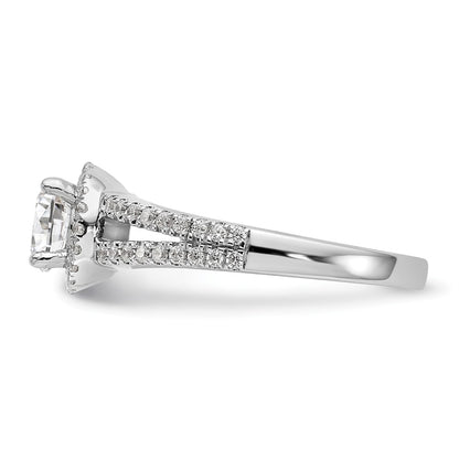 14K White Gold Round Simulated Diamond Halo Engagement Ring