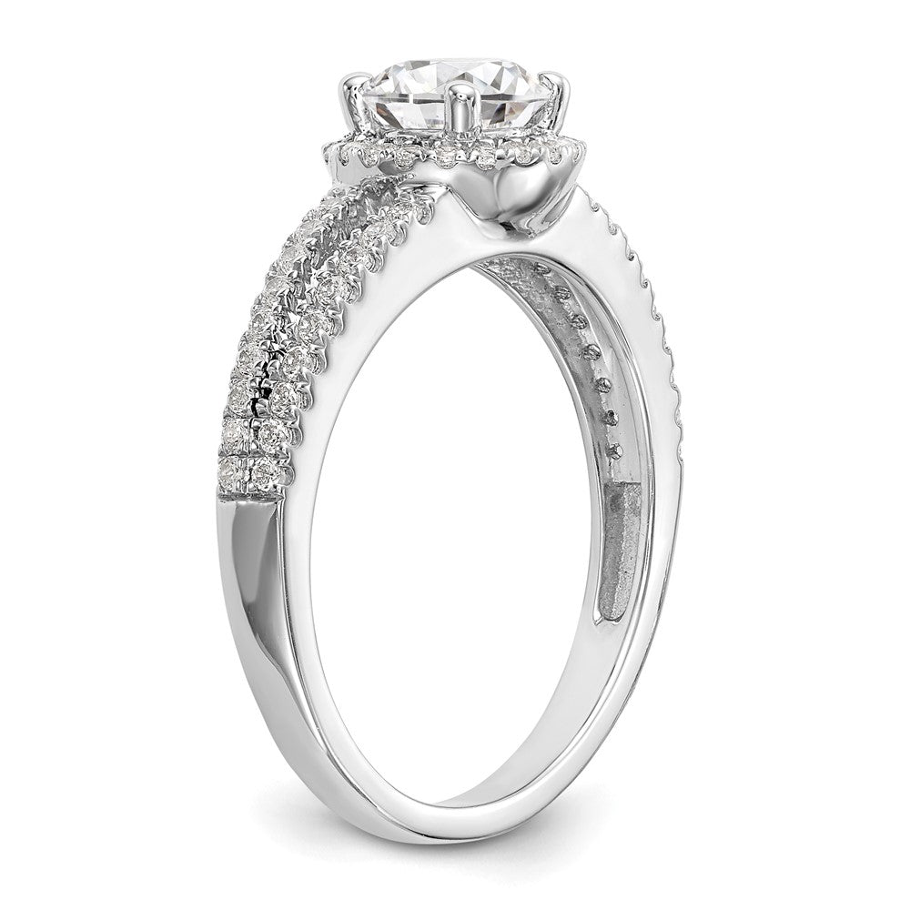 14k White Gold 1/3 Ct. Lab Grown Diamond VS/SI+ G+ 3/4 Ct. Center Round Semi Mount Engagement Ring