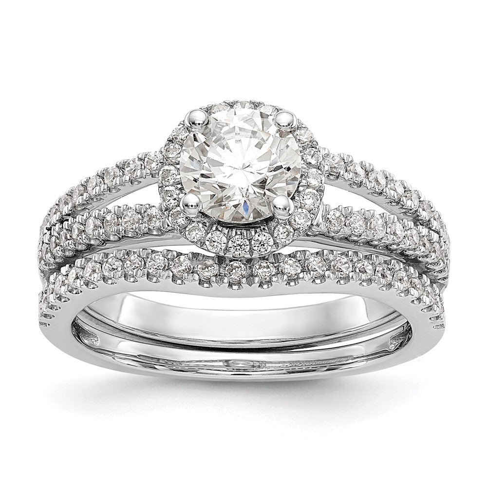 14k White Gold 1/3 Ct. Lab Grown Diamond VS/SI+ G+ 3/4 Ct. Center Round Semi Mount Engagement Ring