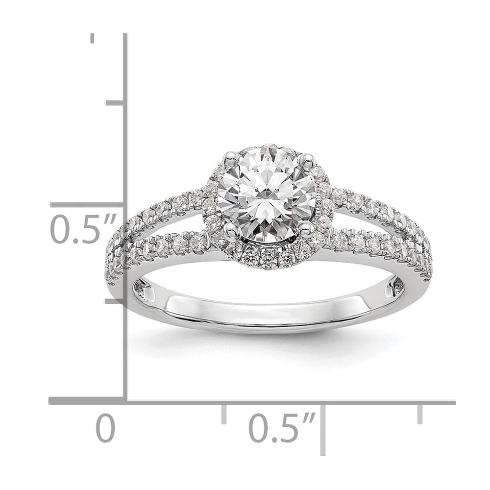 14k White Gold 1/3 Ct. Lab Grown Diamond VS/SI+ G+ 3/4 Ct. Center Round Semi Mount Engagement Ring