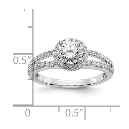 14k White Gold 1/3 Ct. Lab Grown Diamond VS/SI+ G+ 3/4 Ct. Center Round Semi Mount Engagement Ring