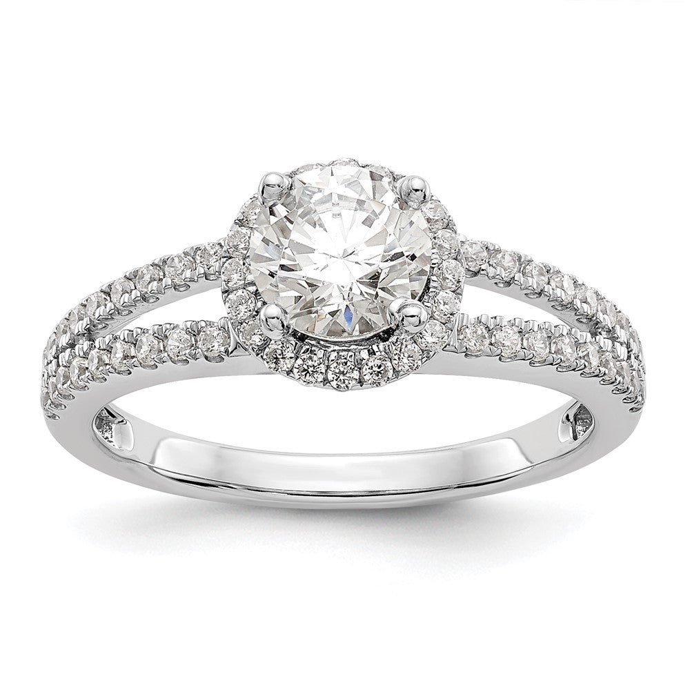 14k White Gold 1/3 Ct. Lab Grown Diamond VS/SI+ G+ 3/4 Ct. Center Round Semi Mount Engagement Ring