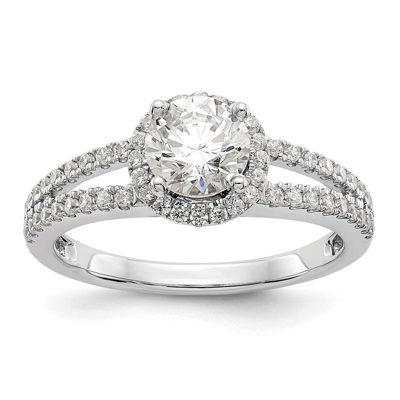 14k White Gold 1/3 Ct. Lab Grown Diamond VS/SI+ G+ 3/4 Ct. Center Round Semi Mount Engagement Ring