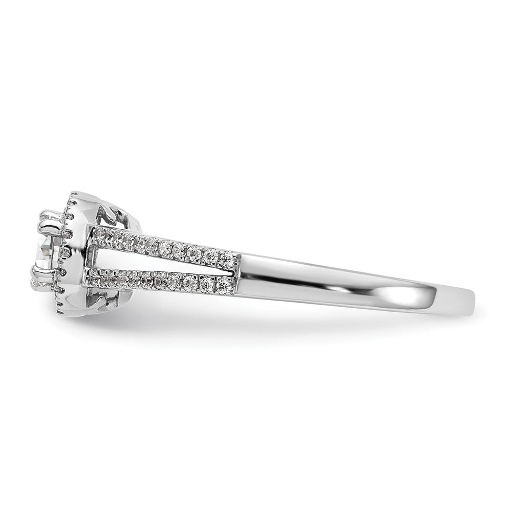 14K White Gold Round Simulated Diamond Halo Engagement Ring