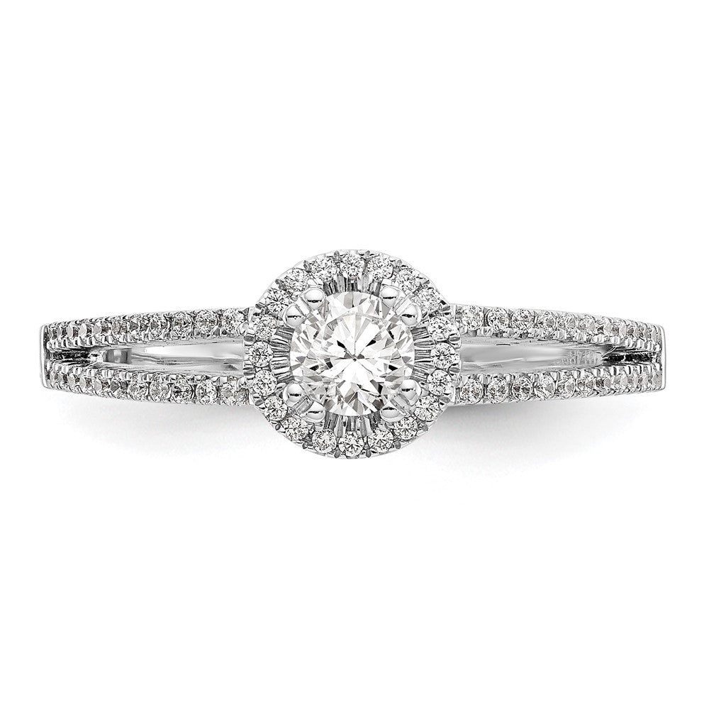 14K White Gold Round Simulated Diamond Halo Engagement Ring