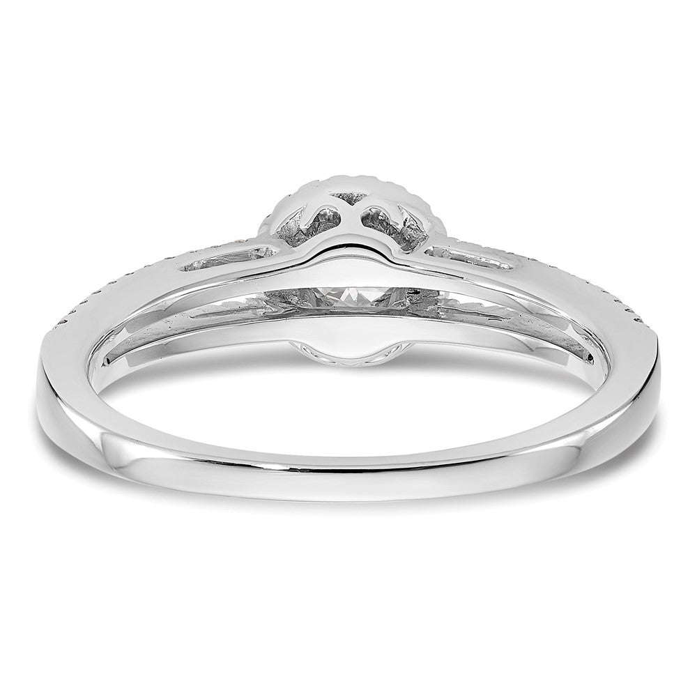 14K White Gold Round Simulated Diamond Halo Engagement Ring