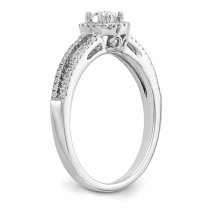14K White Gold Round Simulated Diamond Halo Engagement Ring