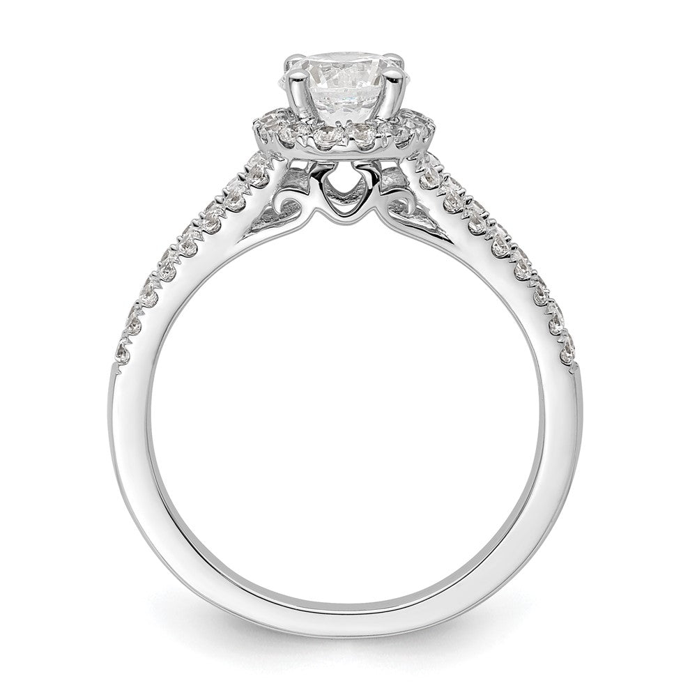 14K White Gold Round Simulated Diamond Halo Engagement Ring