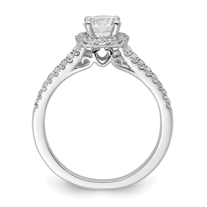 14K White Gold Round Simulated Diamond Halo Engagement Ring