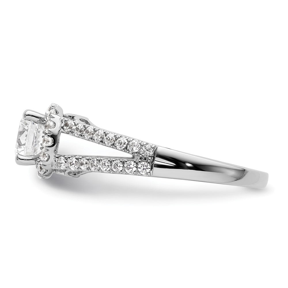 14K White Gold Round Simulated Diamond Halo Engagement Ring