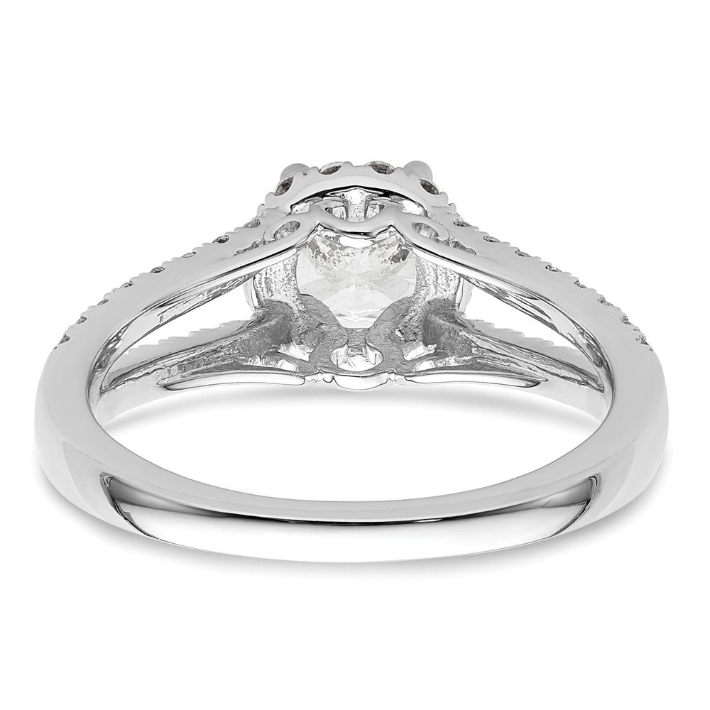 14K White Gold Round Simulated Diamond Halo Engagement Ring