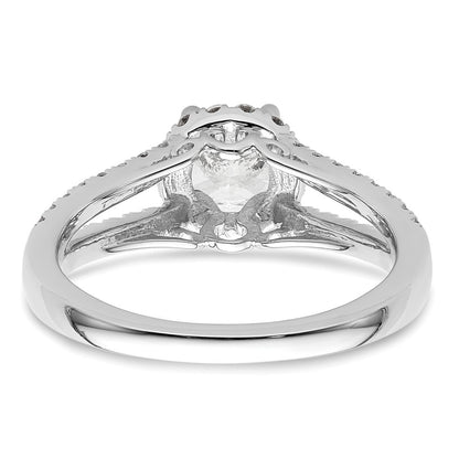 14K White Gold Round Simulated Diamond Halo Engagement Ring
