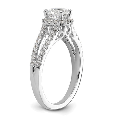 14K White Gold Round Simulated Diamond Halo Engagement Ring