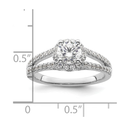 14K White Gold Round Simulated Diamond Halo Engagement Ring