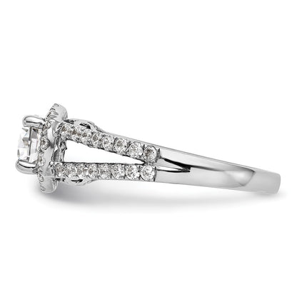 14K White Gold Round Simulated Diamond Halo Engagement Ring