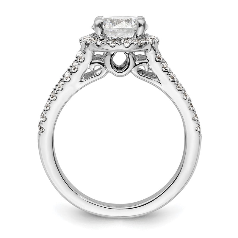 14K White Gold Round Simulated Diamond Halo Engagement Ring