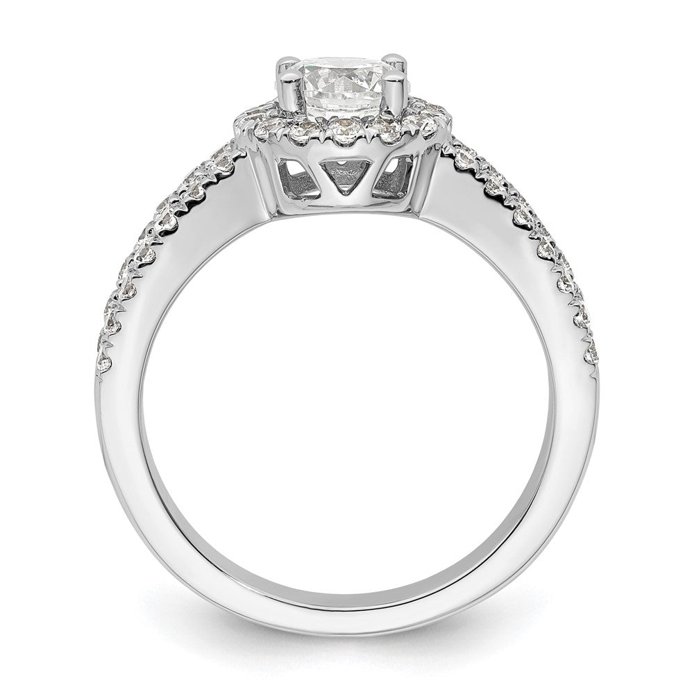 14K White Gold Round Simulated Diamond Halo Engagement Ring