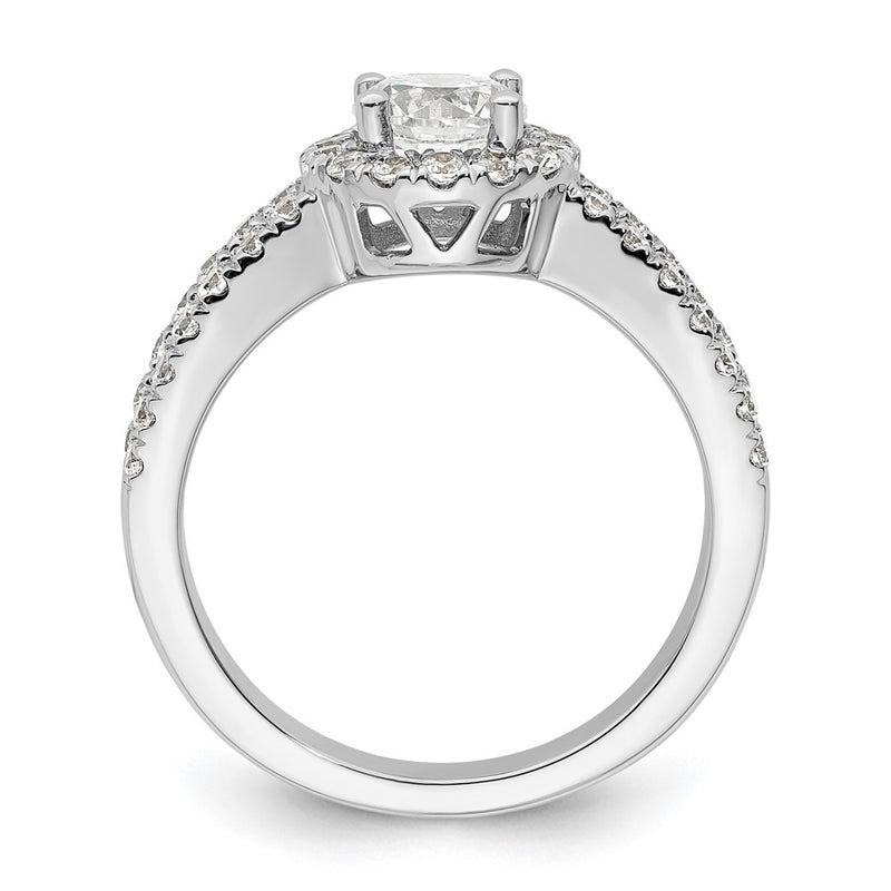 14K White Gold Round Simulated Diamond Halo Engagement Ring