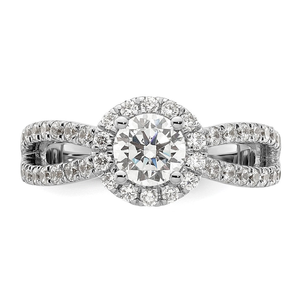 14K White Gold Round Simulated Diamond Halo Engagement Ring
