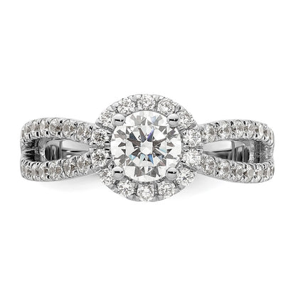 14K White Gold Round Simulated Diamond Halo Engagement Ring