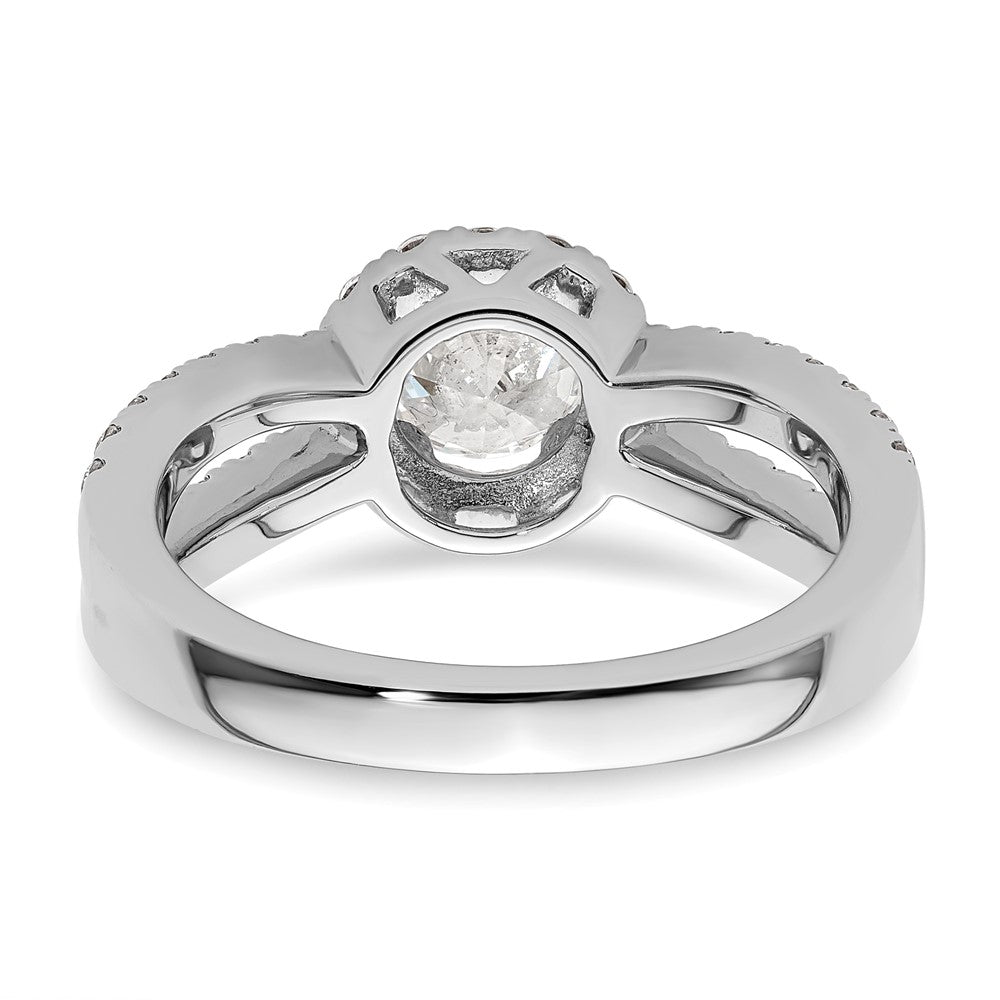 14K White Gold Round Simulated Diamond Halo Engagement Ring
